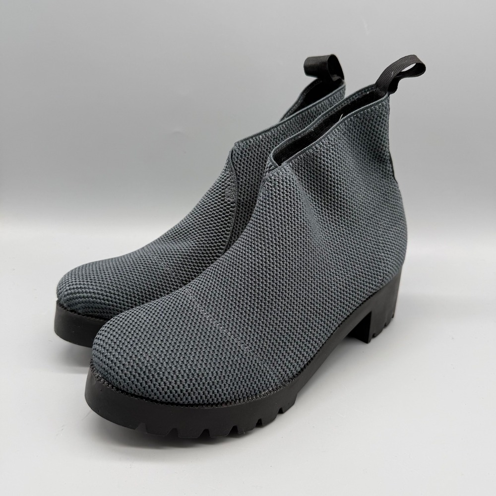 Charleston Shoe Co‎ Womens 9 Grey Knit Sock Ankle Boots Chunky Lug Sole Platform